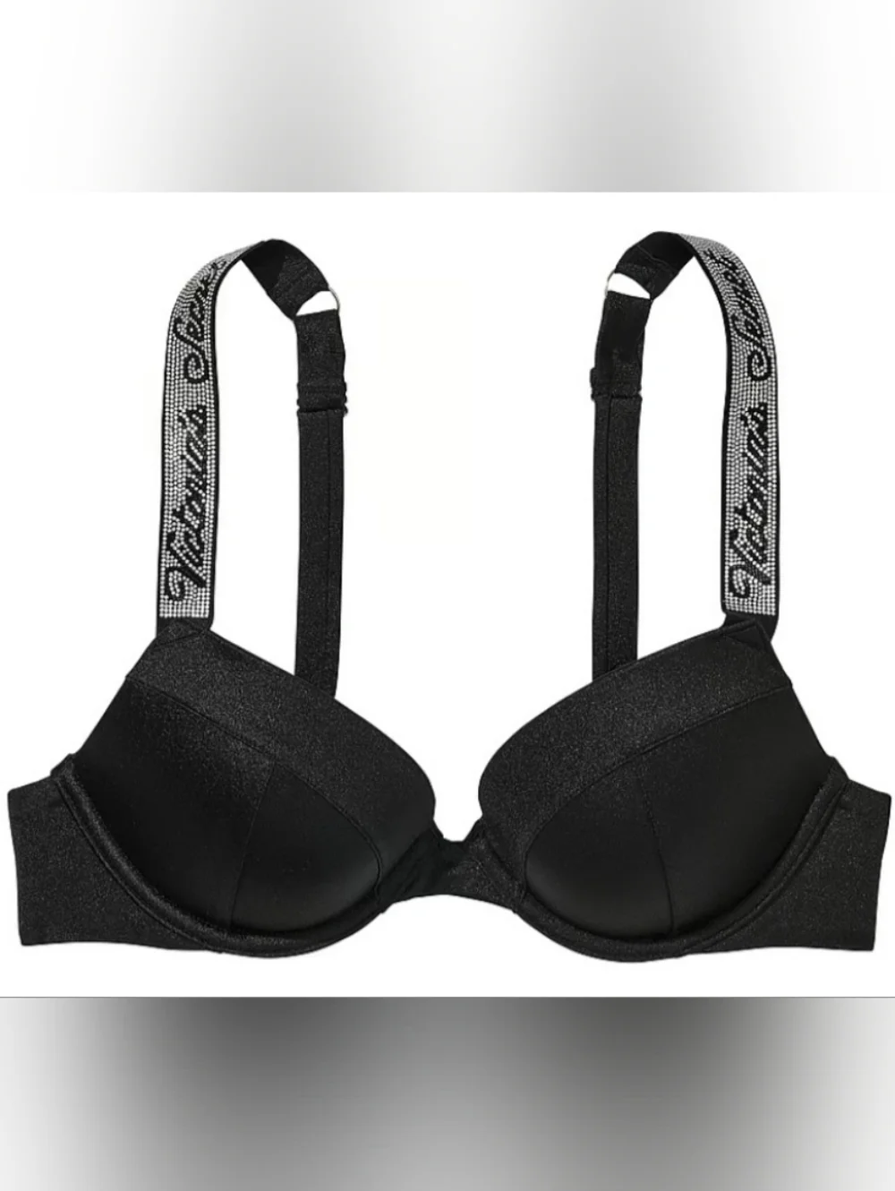 32D3 36D 38D VS Swim Shine Strap Sexy Tee Bikini Top Black